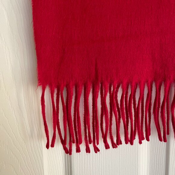 Red Cashmere Cejon Fringe Scarf - Picture 2 of 5